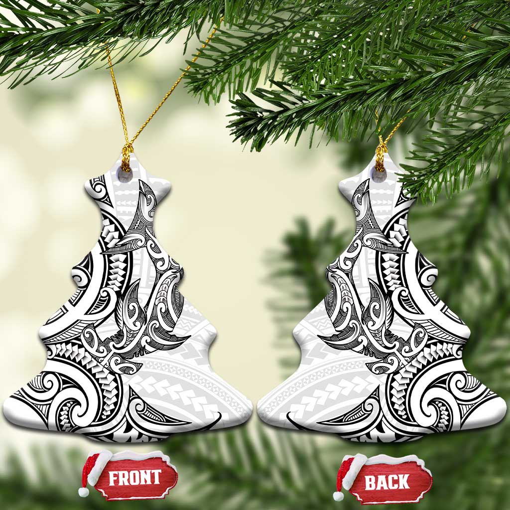 New Zealand Hammerhead Shark Ceramic Ornament Maori Haehae Mangopare White - Polynesian Pride