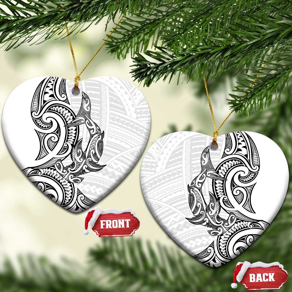 New Zealand Hammerhead Shark Ceramic Ornament Maori Haehae Mangopare White - Polynesian Pride