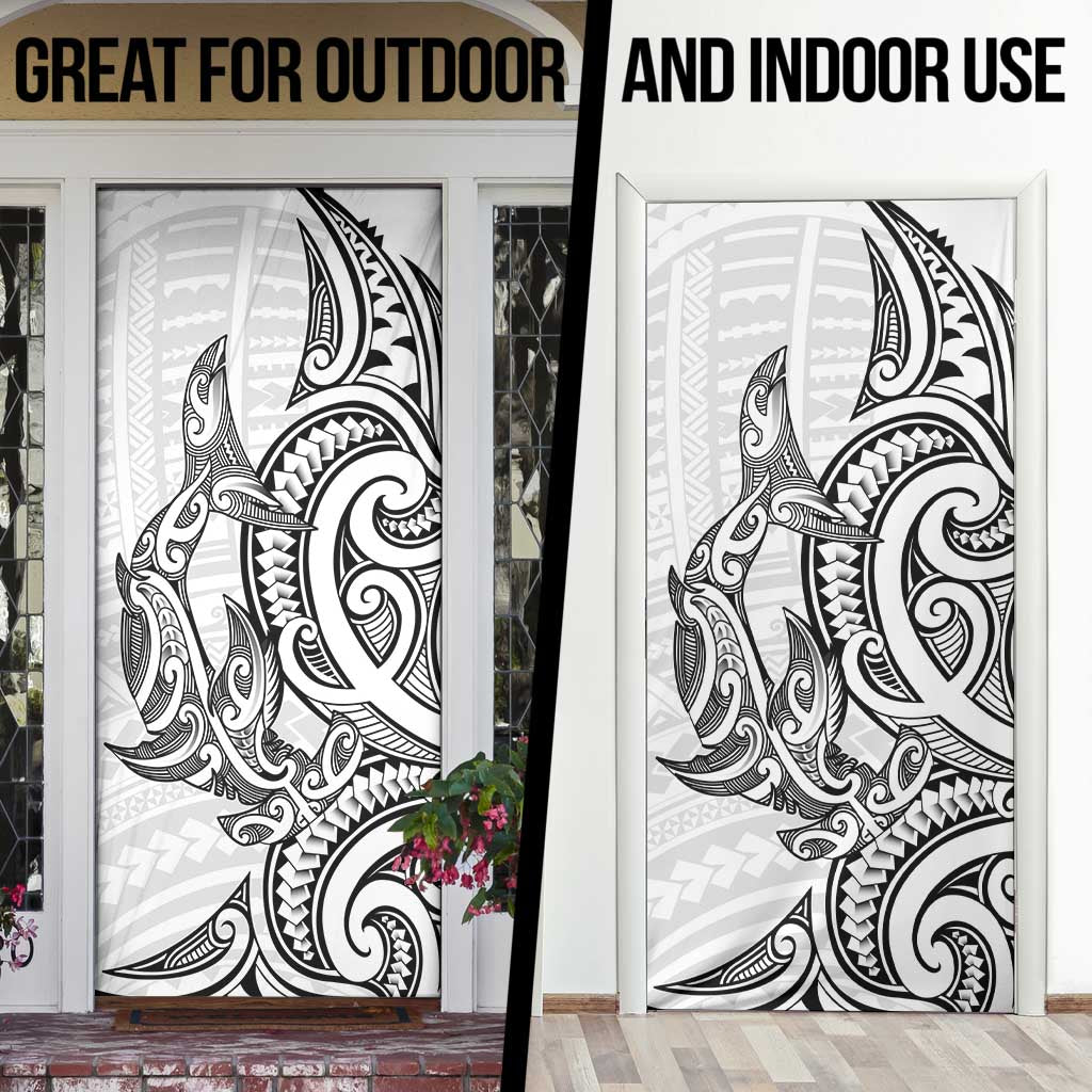 New Zealand Hammerhead Shark Door Cover Maori Haehae Mangopare White - Polynesian Pride