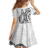 New Zealand Hammerhead Shark Family Matching Off Shoulder Maxi Dress and Hawaiian Shirt Maori Haehae Mangopare White - Polynesian Pride