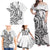 New Zealand Hammerhead Shark Family Matching Off Shoulder Maxi Dress and Hawaiian Shirt Maori Haehae Mangopare White - Polynesian Pride
