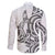 New Zealand Hammerhead Shark Family Matching Off Shoulder Maxi Dress and Hawaiian Shirt Maori Haehae Mangopare White - Polynesian Pride