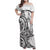 New Zealand Hammerhead Shark Family Matching Off Shoulder Maxi Dress and Hawaiian Shirt Maori Haehae Mangopare White - Polynesian Pride
