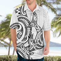 New Zealand Hammerhead Shark Hawaiian Shirt Maori Haehae Mangopare White - Polynesian Pride