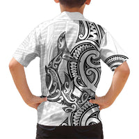 New Zealand Hammerhead Shark Hawaiian Shirt Maori Haehae Mangopare White - Polynesian Pride