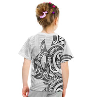 New Zealand Hammerhead Shark Kid T Shirt Maori Haehae Mangopare White - Polynesian Pride