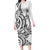 New Zealand Hammerhead Shark Long Sleeve Bodycon Dress Maori Haehae Mangopare White - Polynesian Pride