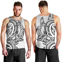 New Zealand Hammerhead Shark Men Tank Top Maori Haehae Mangopare White - Polynesian Pride