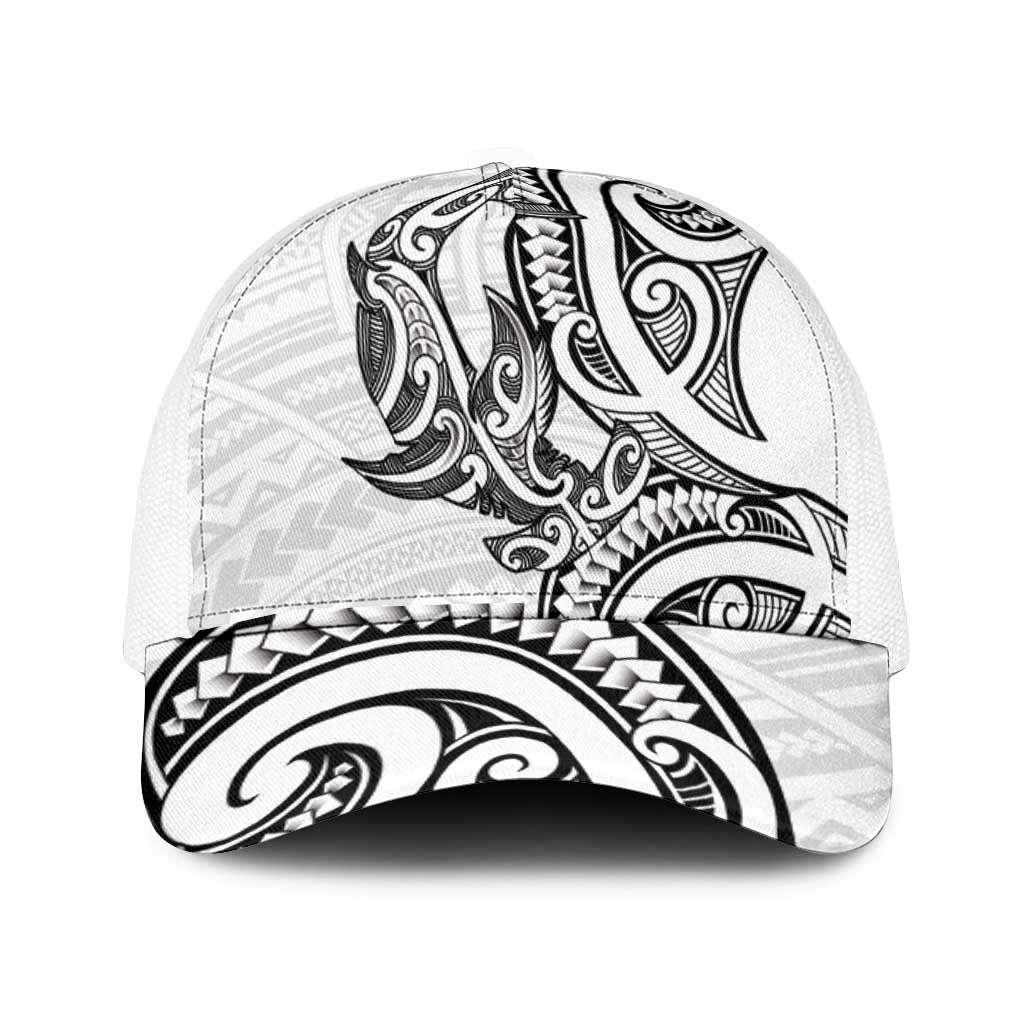 New Zealand Hammerhead Shark Mesh Trucker Cap Maori Haehae Mangopare White - Polynesian Pride