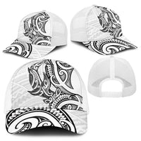New Zealand Hammerhead Shark Mesh Trucker Cap Maori Haehae Mangopare White - Polynesian Pride