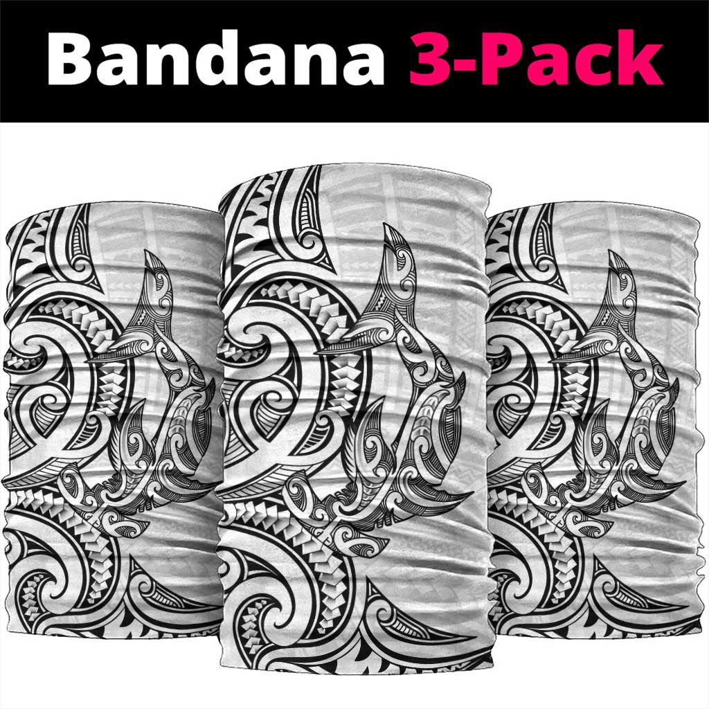 New Zealand Hammerhead Shark Neck Gaiter Maori Haehae Mangopare White - Polynesian Pride