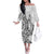 New Zealand Hammerhead Shark Off The Shoulder Long Sleeve Dress Maori Haehae Mangopare White - Polynesian Pride
