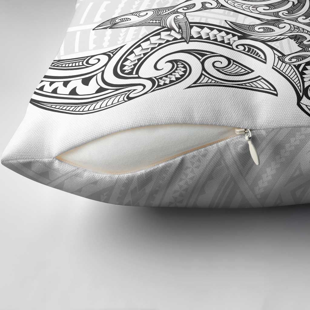 New Zealand Hammerhead Shark Pillow Cover Maori Haehae Mangopare White - Polynesian Pride