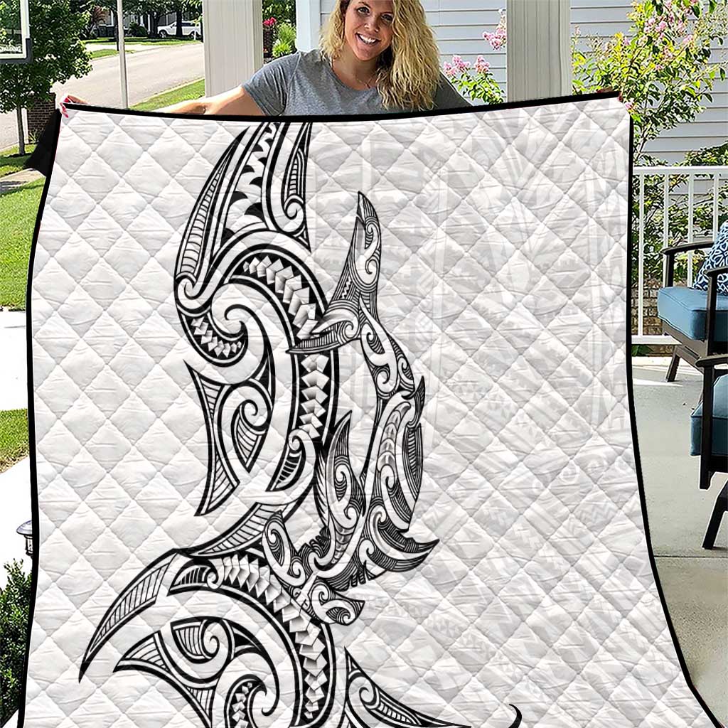 New Zealand Hammerhead Shark Quilt Maori Haehae Mangopare White - Polynesian Pride