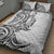 New Zealand Hammerhead Shark Quilt Bed Set Maori Haehae Mangopare White - Polynesian Pride