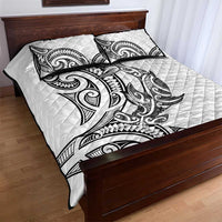 New Zealand Hammerhead Shark Quilt Bed Set Maori Haehae Mangopare White - Polynesian Pride