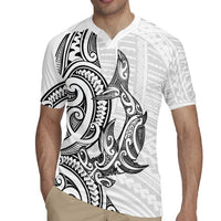 New Zealand Hammerhead Shark Rugby Jersey Maori Haehae Mangopare White - Polynesian Pride