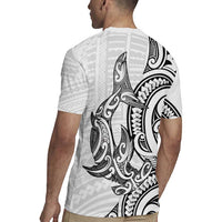 New Zealand Hammerhead Shark Rugby Jersey Maori Haehae Mangopare White - Polynesian Pride