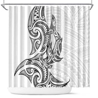 New Zealand Hammerhead Shark Shower Curtain Maori Haehae Mangopare White - Polynesian Pride
