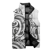 New Zealand Hammerhead Shark Sleeveless Puffer Jacket Maori Haehae Mangopare White - Polynesian Pride
