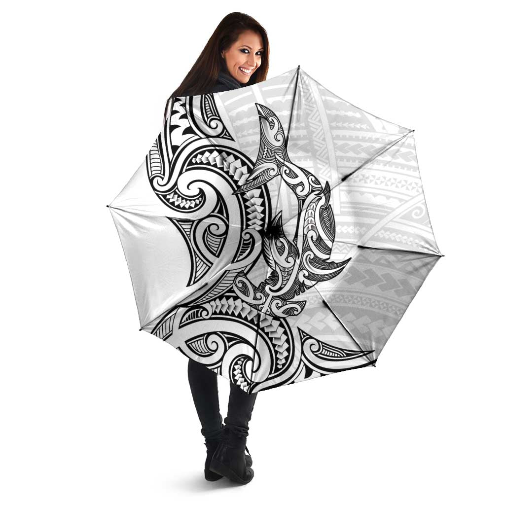 New Zealand Hammerhead Shark Umbrella Maori Haehae Mangopare White - Polynesian Pride