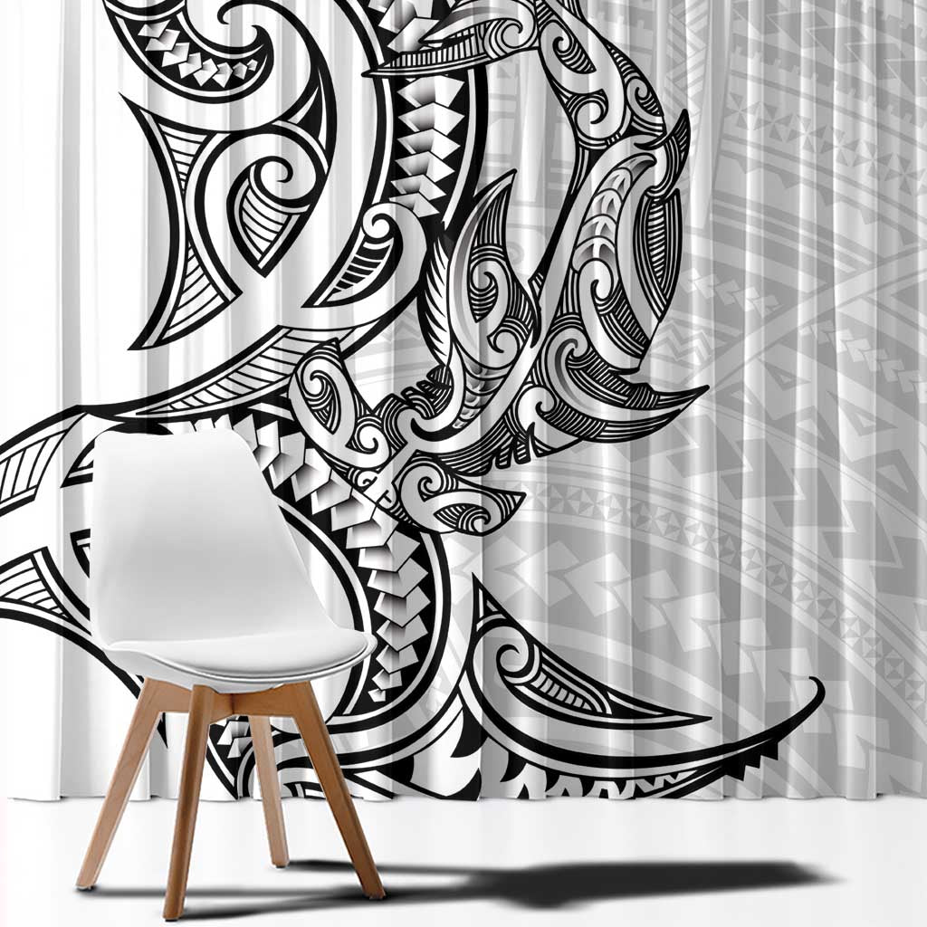 New Zealand Hammerhead Shark Window Curtain Maori Haehae Mangopare White - Polynesian Pride