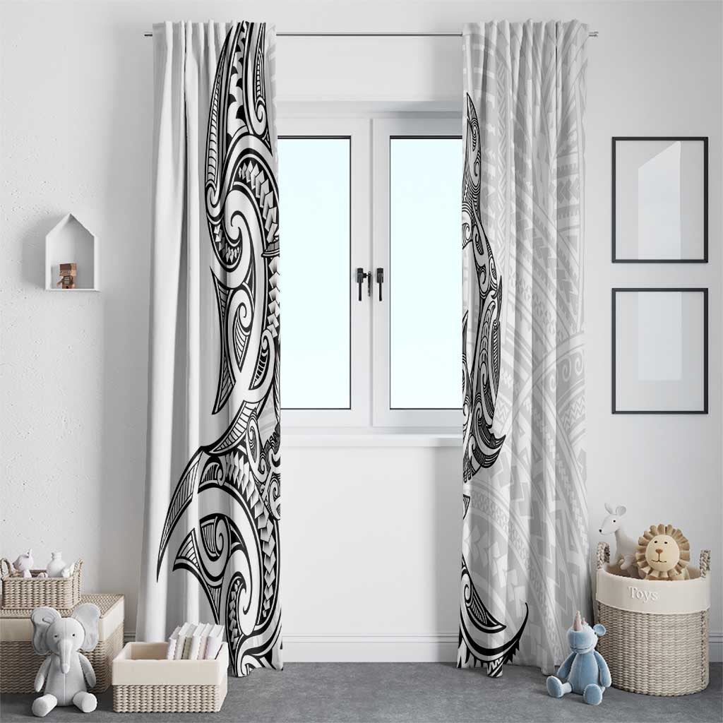 New Zealand Hammerhead Shark Window Curtain Maori Haehae Mangopare White - Polynesian Pride