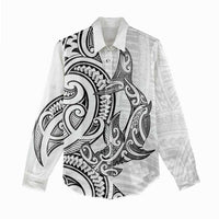 New Zealand Hammerhead Shark Women Casual Shirt Maori Haehae Mangopare White - Polynesian Pride