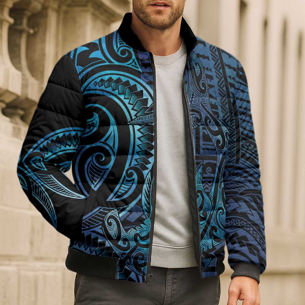 New Zealand Hammerhead Shark Bomber Puffer Jacket Maori Haehae Mangopare Galaxy - Polynesian Pride
