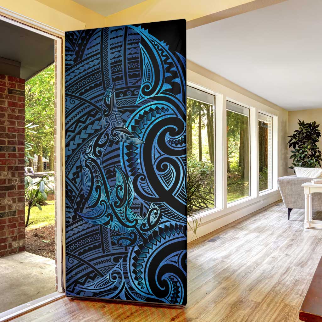 New Zealand Hammerhead Shark Door Cover Maori Haehae Mangopare Galaxy - Polynesian Pride