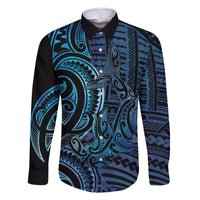 New Zealand Hammerhead Shark Family Matching Off The Shoulder Long Sleeve Dress and Hawaiian Shirt Maori Haehae Mangopare Galaxy - Polynesian Pride