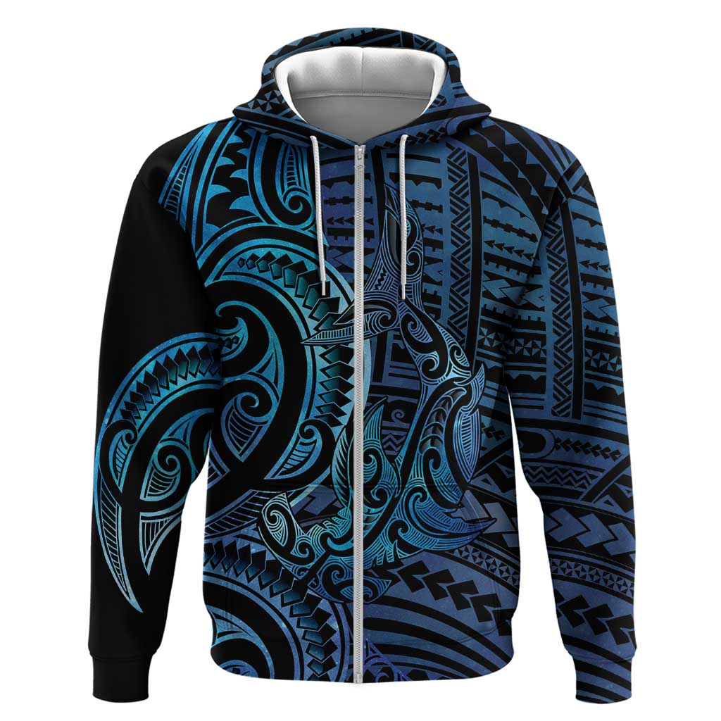 New Zealand Hammerhead Shark Hoodie Maori Haehae Mangopare Galaxy - Polynesian Pride