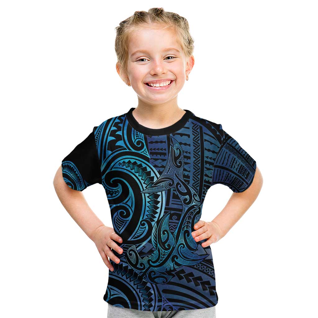 New Zealand Hammerhead Shark Kid T Shirt Maori Haehae Mangopare Galaxy - Polynesian Pride
