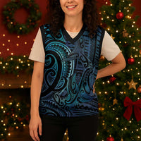 New Zealand Hammerhead Shark Christmas Knitted V-Neck Vest Maori Haehae Mangopare Galaxy - Polynesian Pride