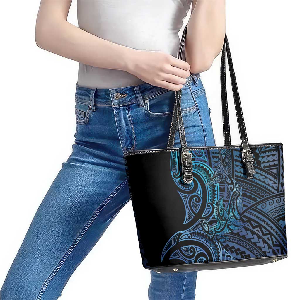 New Zealand Hammerhead Shark Leather Tote Bag Maori Haehae Mangopare Galaxy - Polynesian Pride