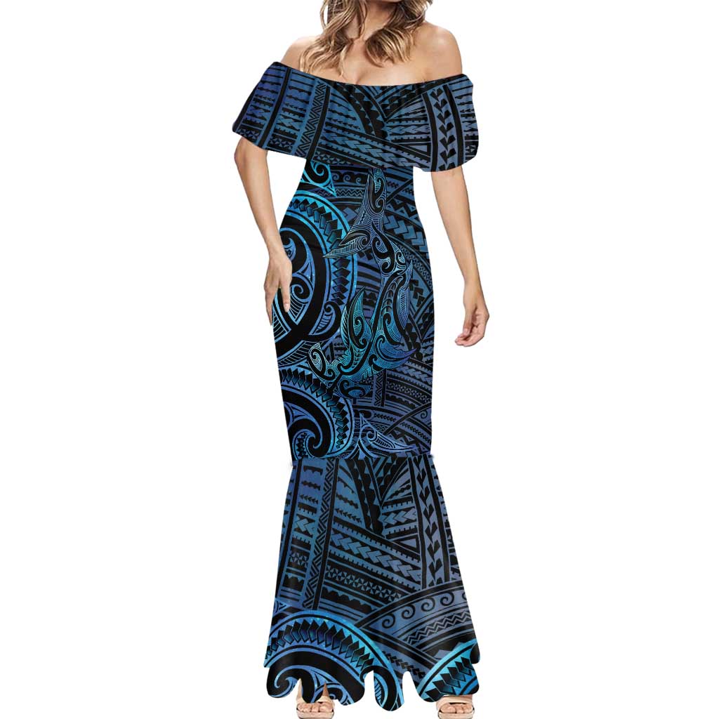 New Zealand Hammerhead Shark Mermaid Dress Maori Haehae Mangopare Galaxy - Polynesian Pride