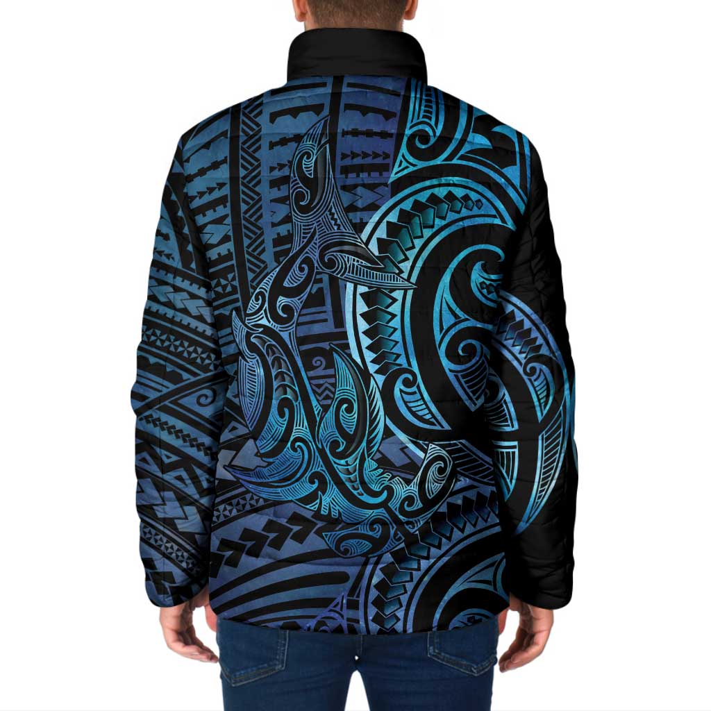 New Zealand Hammerhead Shark Padded Jacket Maori Haehae Mangopare Galaxy - Polynesian Pride