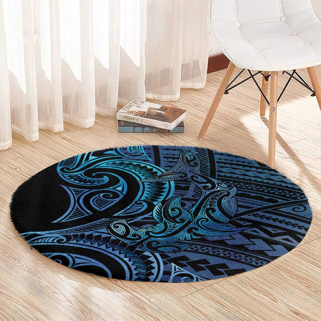 New Zealand Hammerhead Shark Round Carpet Maori Haehae Mangopare Galaxy - Polynesian Pride