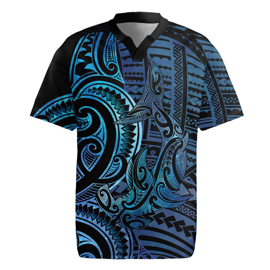 New Zealand Hammerhead Shark Rugby Jersey Maori Haehae Mangopare Galaxy - Polynesian Pride