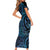New Zealand Hammerhead Shark Short Sleeve Bodycon Dress Maori Haehae Mangopare Galaxy - Polynesian Pride