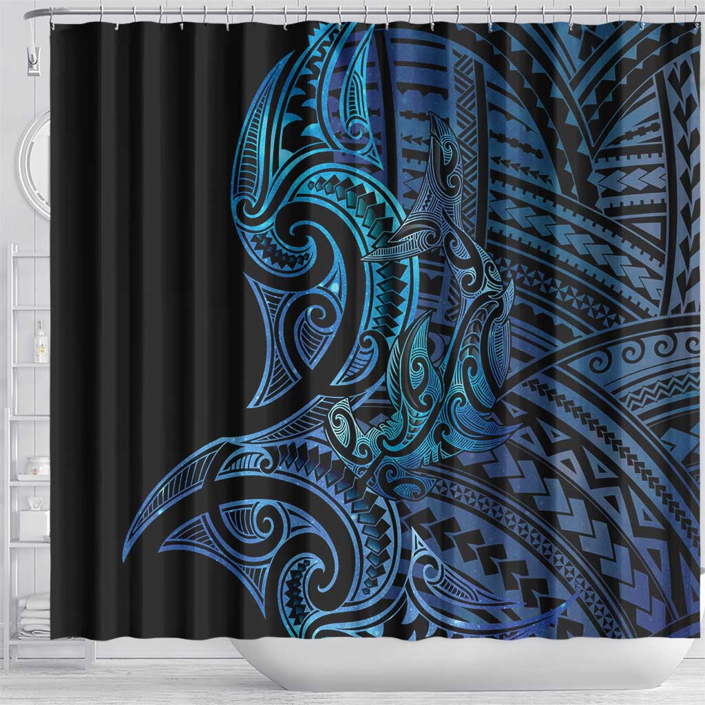 New Zealand Hammerhead Shark Shower Curtain Maori Haehae Mangopare Galaxy - Polynesian Pride