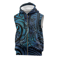 New Zealand Hammerhead Shark Sleeveless Zip Hoodie Maori Haehae Mangopare Galaxy - Polynesian Pride