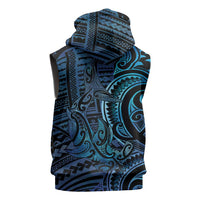 New Zealand Hammerhead Shark Sleeveless Zip Hoodie Maori Haehae Mangopare Galaxy - Polynesian Pride