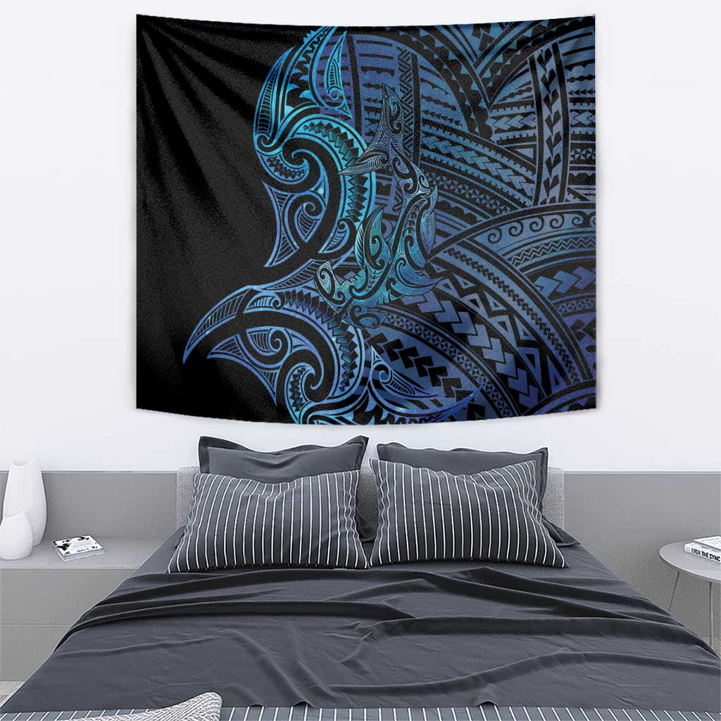 New Zealand Hammerhead Shark Tapestry Maori Haehae Mangopare Galaxy - Polynesian Pride