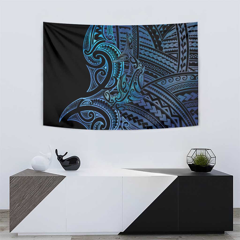 New Zealand Hammerhead Shark Tapestry Maori Haehae Mangopare Galaxy - Polynesian Pride