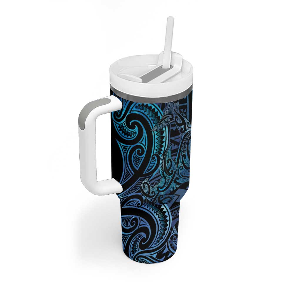 New Zealand Hammerhead Shark Tumbler With Handle Maori Haehae Mangopare Galaxy - Polynesian Pride