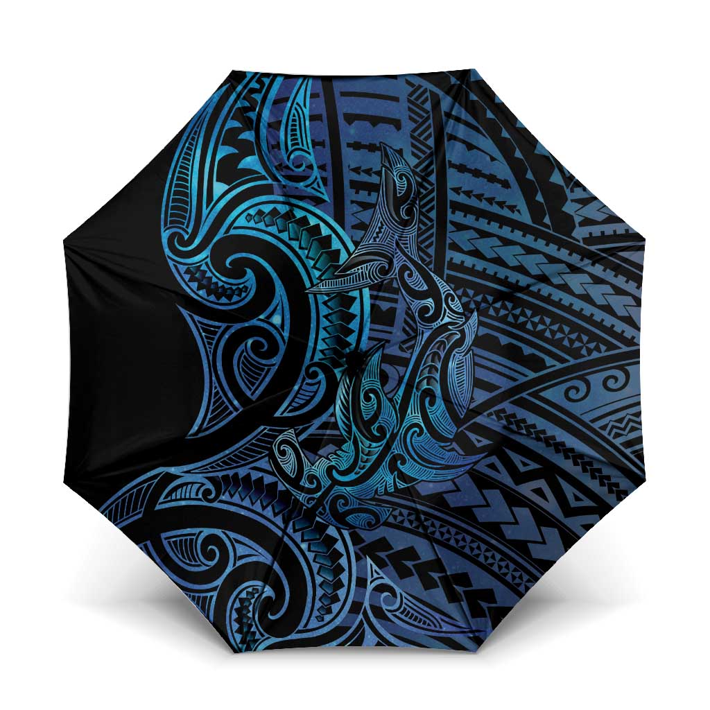 New Zealand Hammerhead Shark Umbrella Maori Haehae Mangopare Galaxy - Polynesian Pride