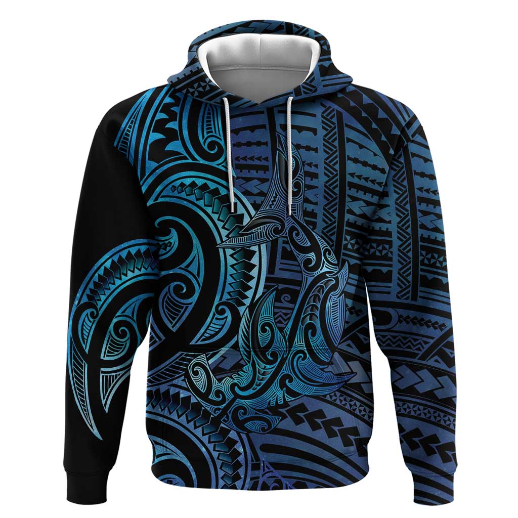 New Zealand Hammerhead Shark Zip Hoodie Maori Haehae Mangopare Galaxy - Polynesian Pride