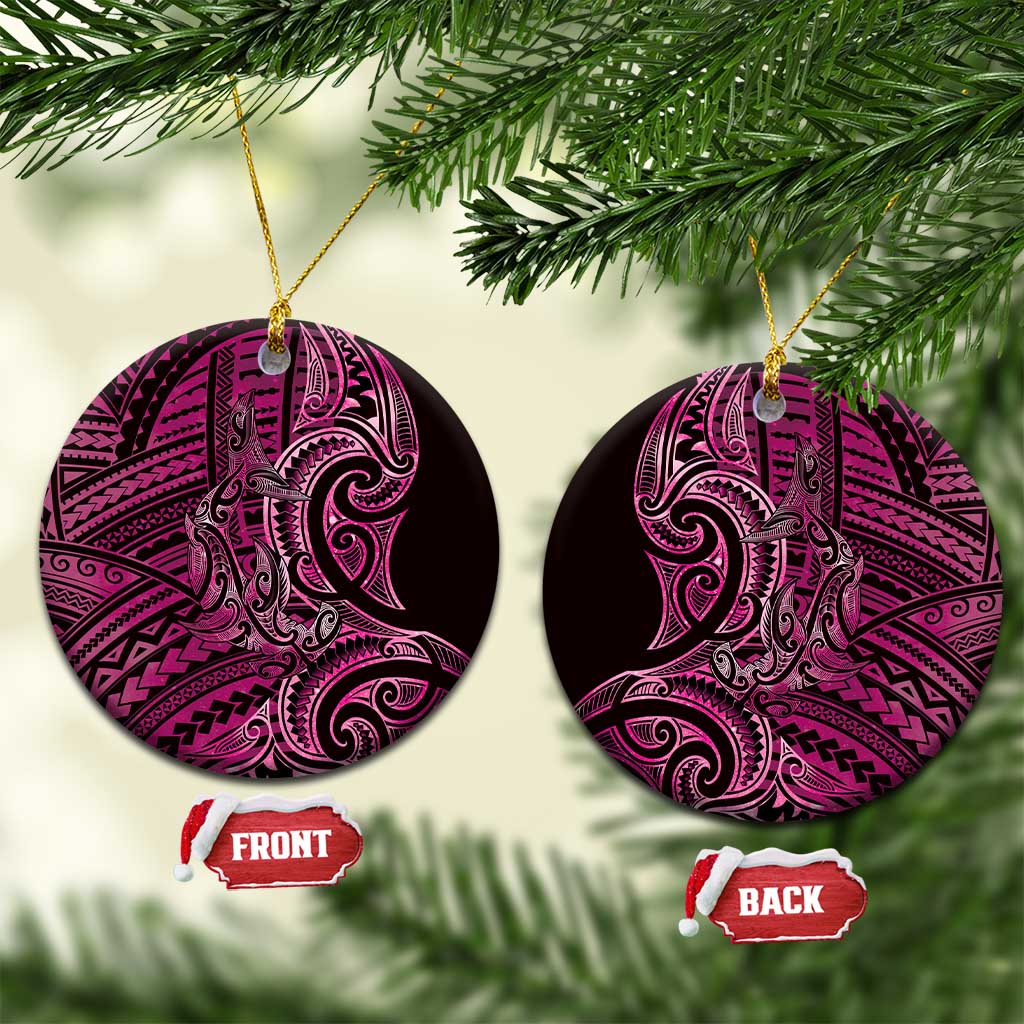 New Zealand Hammerhead Shark Ceramic Ornament Maori Haehae Mangopare Pink - Polynesian Pride