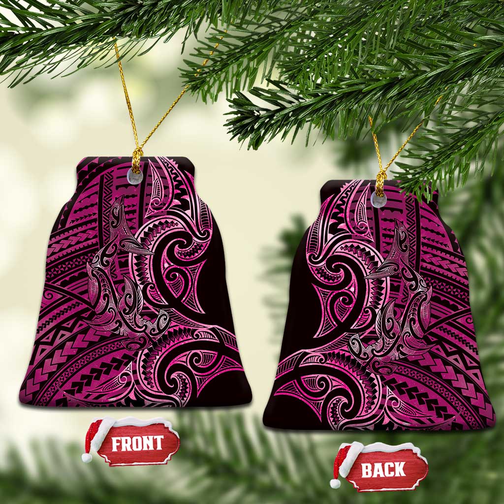 New Zealand Hammerhead Shark Ceramic Ornament Maori Haehae Mangopare Pink - Polynesian Pride